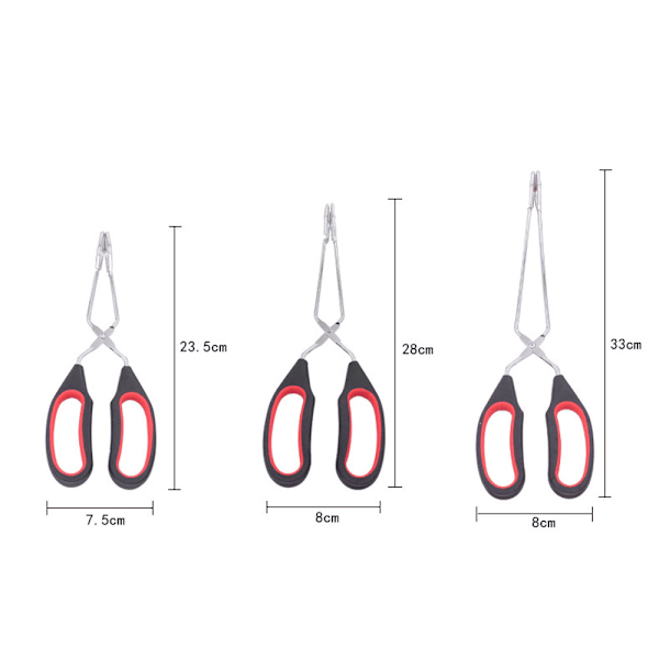 3x 23,5 cm, 28 cm, 33 cm grilltang, rustfrit stålsakstang, grilltang til madlavning, madtang, brød, buffet, F
