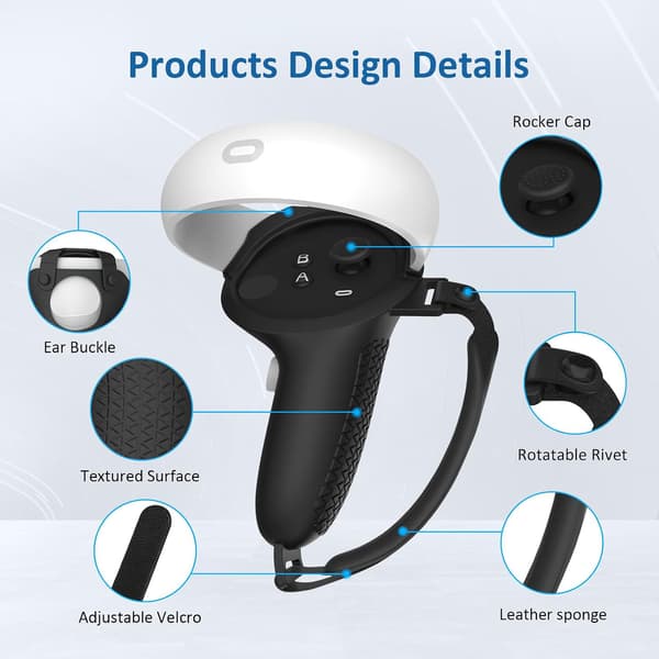 (Sort) Quest 2 Kompatibel Controller Greb, Silikone Greb Beskytter