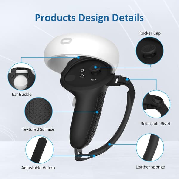 (Svart) Quest 2 Kompatibel Controller Grip, Silikon Grip Beskytter