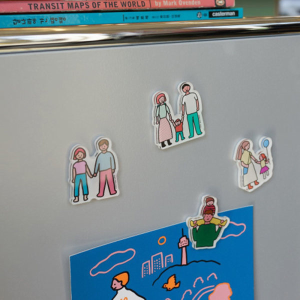 4-delt sørkoreansk familiekjøleskapsklistremerke for hjemmet