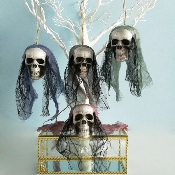 4 Stk Halloween Skull Hengende Ornamenter Skum Skull Bride Klær
