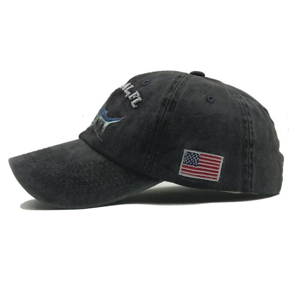 Svart brodert haihatt bomulls baseball caps