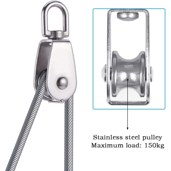 4 st 25 mm enkla block 304 rostfritt stål silver, enkel remskiva krok M25 remskiva kran svängbar papper belastning 150 kg