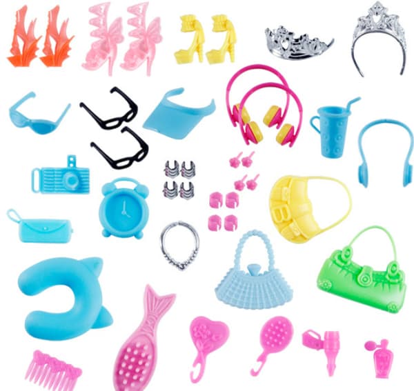 78-delad Barbie Princess docka barnleksakstillbehör