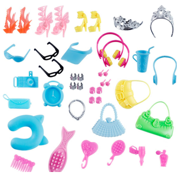 78-delt Barbie Princess dukke barneleke tilbehør