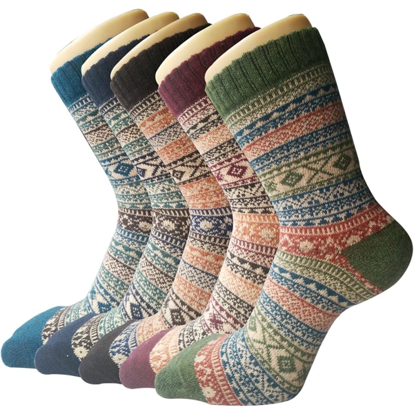 5 pairs of winter woolen socks for women, super soft warm thick A