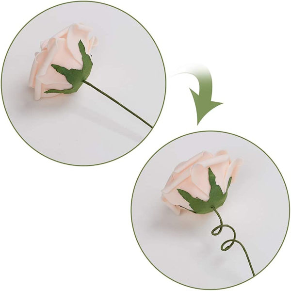 Kunstige roser, 25 stk. Real Touch falske skumroser DIY bryllup