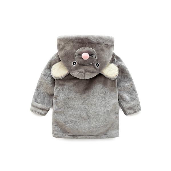 Fleecebadrock för Barn (Musgrå 110cm) Söt Pojke Flicka Nyfödd Baby Badrock