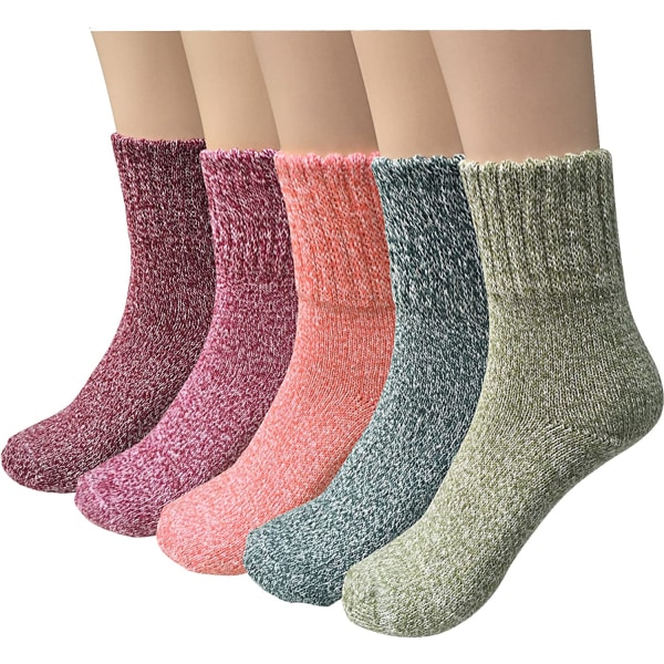 5 par uldsokker strikkede sokker vinter damestrømper termisk