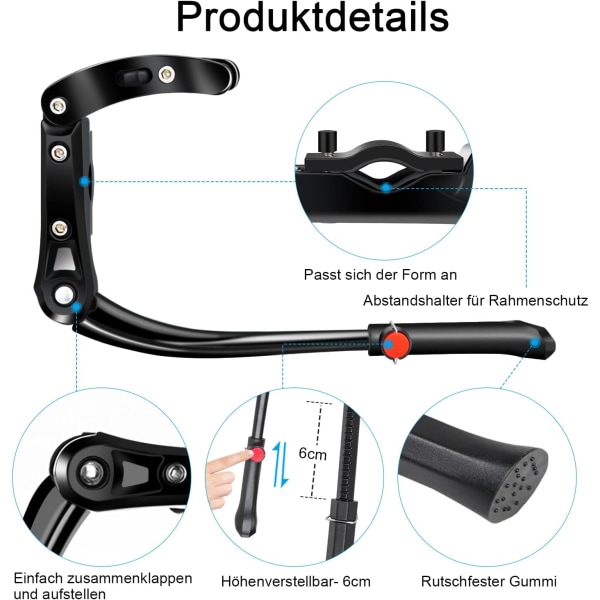 Cykelstativ, Sidestaff til cykel Universal Aluminiumlegering