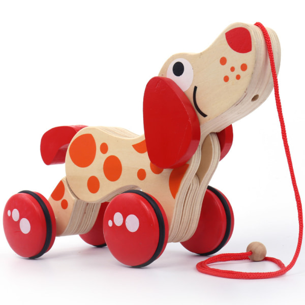 Pull Along Toy - Multi Pose Dog, 24 x 10 x 14 cm, oransje/rød