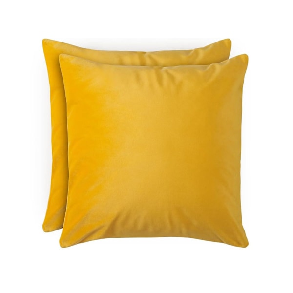 Yellow Set of 2 Velvet Cushion Covers - Pillowcase 45x45 Soft Velvet - Cushion Covers