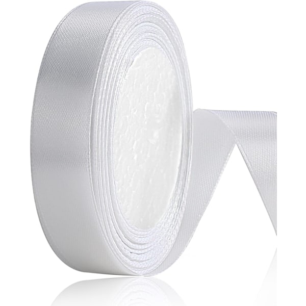 (Vit) satinband, vit dubbelsidig polyester satinband 20