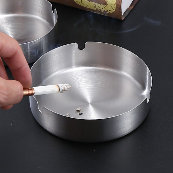 Rostfritt stål askkopp utan lock, diameter 12cm, hemliv