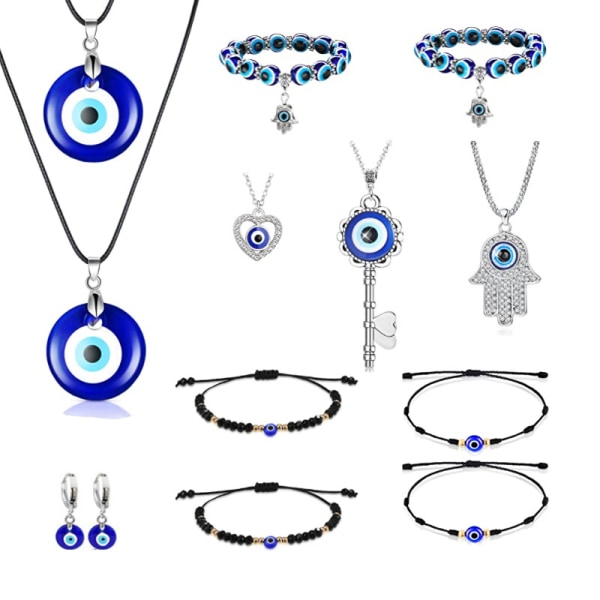 12 stk Turkish Blue Eye Key 3*3CM Variety Evil Eye Pendant Ne