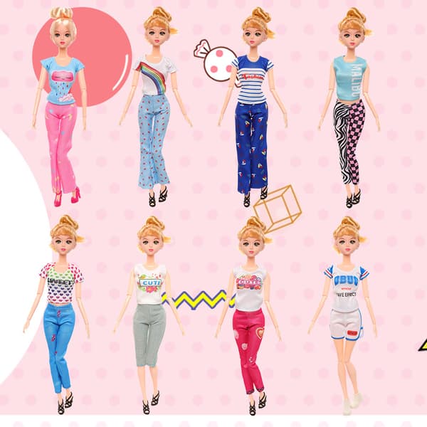 Barbie modekläder, 8 delar, 8 dockaccessoarer, för ch
