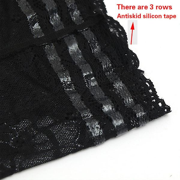Sort-L-Dame Anti Slip Elastisk Snøre Anti Chafing Lårbånd Wit