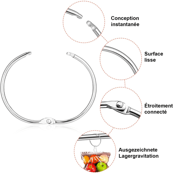 20stk Gardinringe, 50mm Cirkel Metalringe Oplukkelige Ringe til