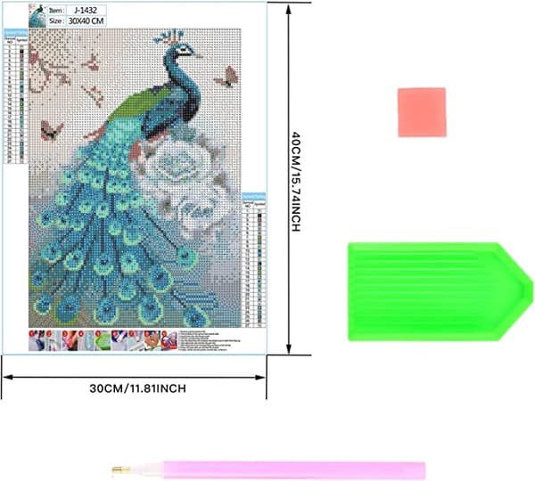 Peacock 5D DIY Diamantmaleri Kit - 30x40cm, Fuld Diamant
