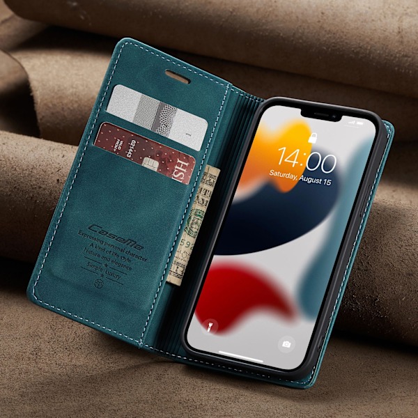 Lämpligt kompatibelt iPhone 16 Pro Max läderfodral, mobiltelefonskydd (Blå)