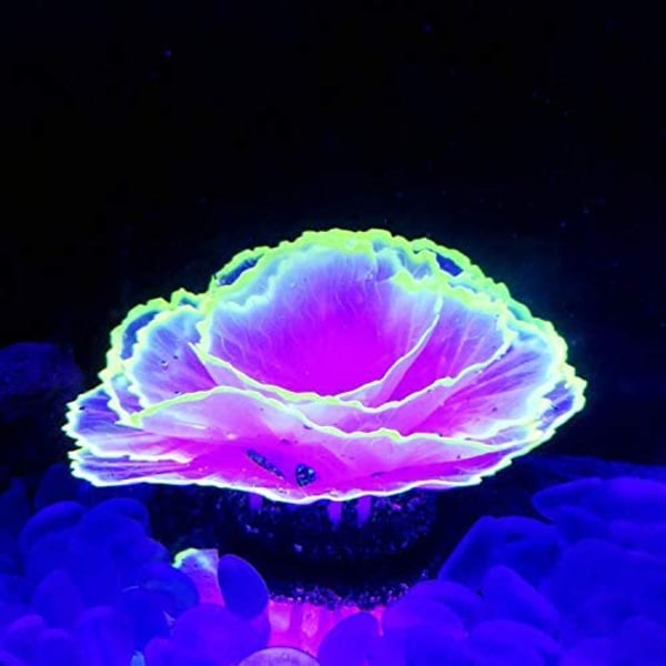 Dekorativ harpikskoral til akvarium - glødende effekt - lilla