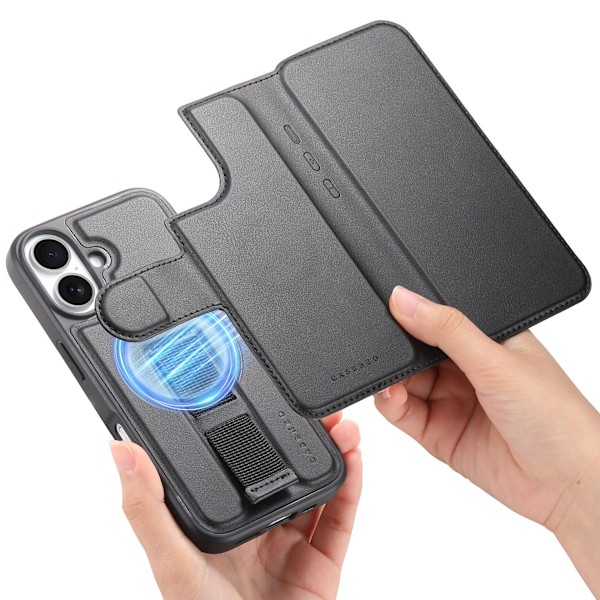 Kompatibel med Magsafe-kompatibelt iPhone 16 Pro Max Wallet Case, Sort