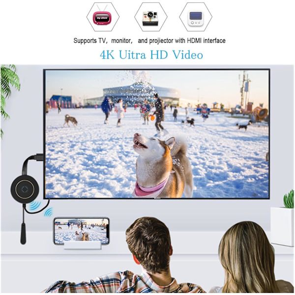 WiFi-näyttösovitin, 4K langaton HDMI-sovitin videoiden suoratoistoon