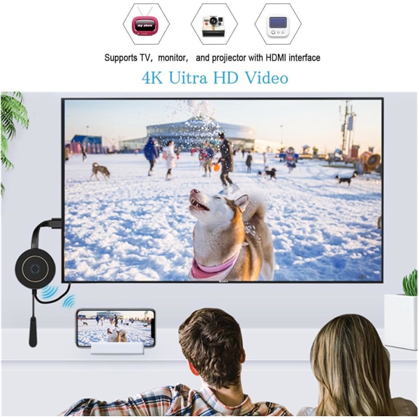 WiFi-näyttösovitin, langaton 4K-HDMI-sovitin videon suoratoistoon