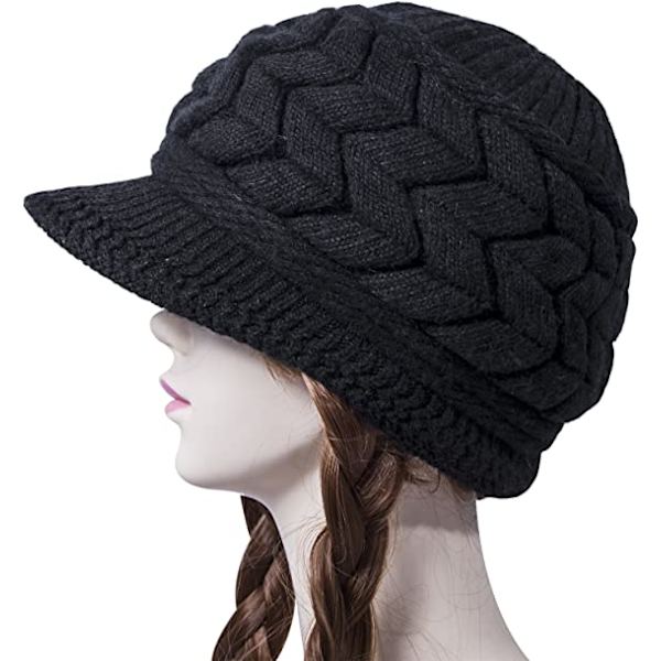 Dame Vinter Beanie Hat Varm Strikket Slouchy Uld Huer Cap med