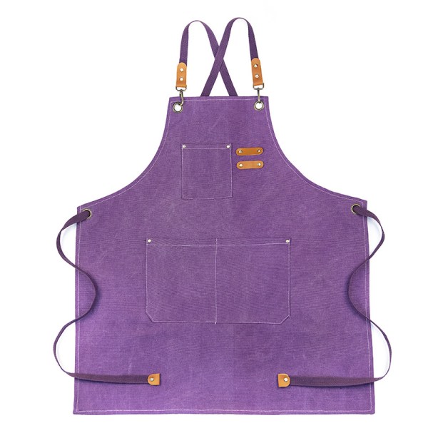 (Purple) Cowboy Apron with Pockets for Hairdresser, Painter, Gard