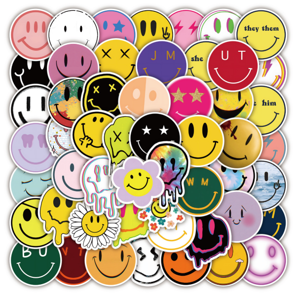 50 söta smiley klistermärken Positiva glada symboler Vattentät Vinyl S