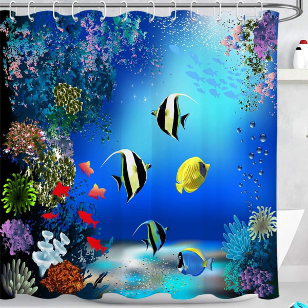 Underwater World Shower Curtain Waterproof Anti-Mold Bathroom Cur