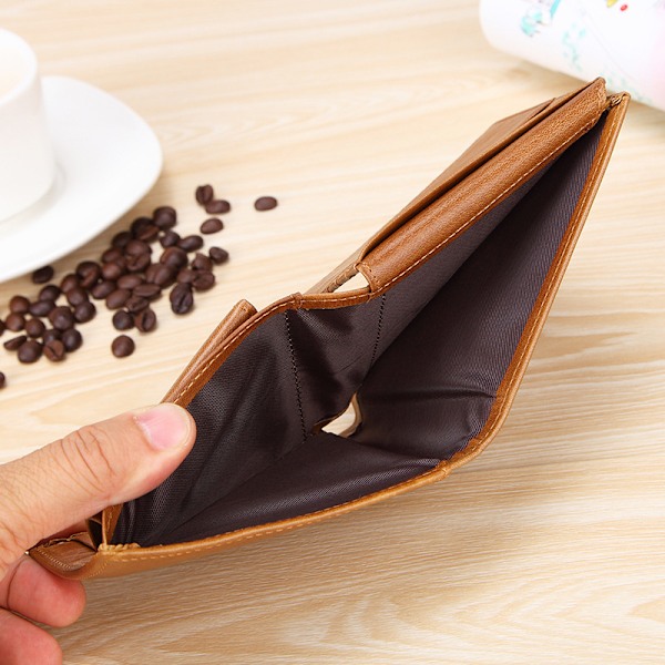 Lærpung for menn og kvinner - Flat Design-men's wallet（Brow