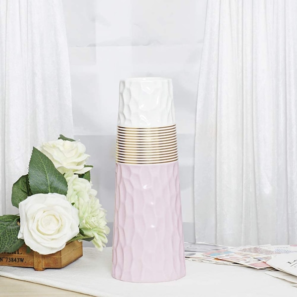 28cm Blomster Vase Rose Guld Hvid Keramisk Høj Design Dekorat