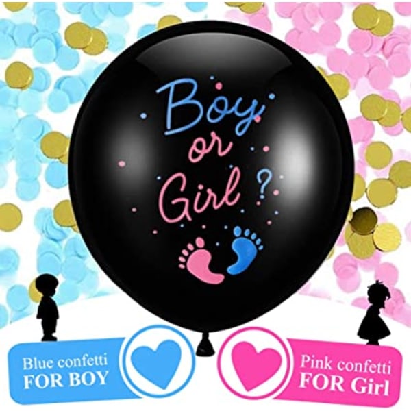 Sett med 2 store 36 tommers latex ballonger for baby gutt eller jente med
