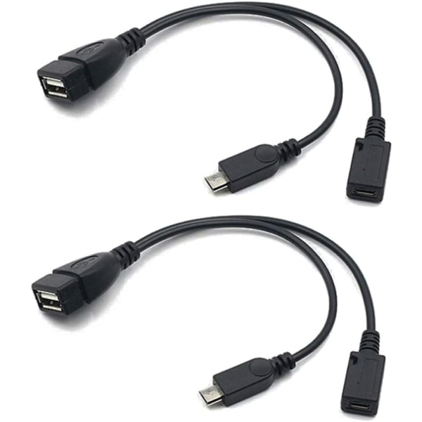 AuviPal 2-i-1 Micro USB til USB-adapter (OTG-kabel + strømkabel
