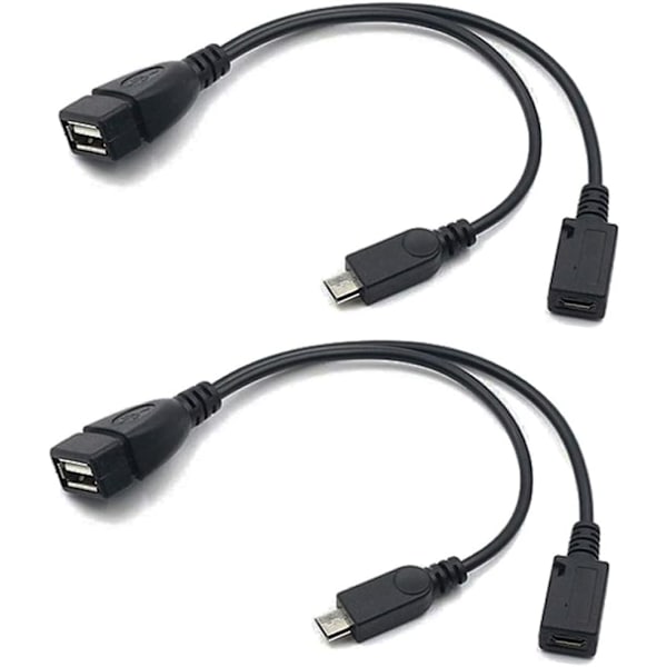 AuviPal 2-in-1 Micro USB - USB -sovitin (OTG-kaapeli + virtajohto