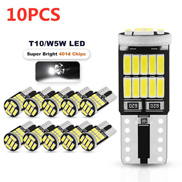 10 stk dekoding lampe T10-4014-26smd superlys LED bred