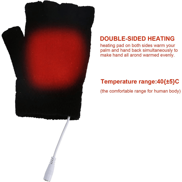 Mænds USB-opvarmede handsker til kvinder, vante-mænd sort, USB-håndvarme