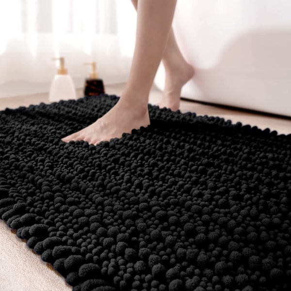 Badeværelsestæppe 50 x 80 cm, superabsorberende plys mikrofiber, skridsikker