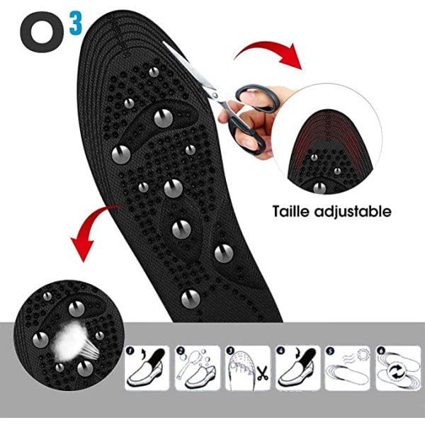 Størrelse S, magnetiske slankende indlægssåler, 1 par magnetisk akupressur I