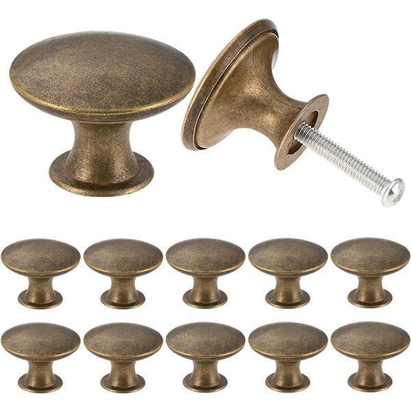 12ST Vintage skåpsknoppar, eleganta lådknoppar, antik mässing Ki