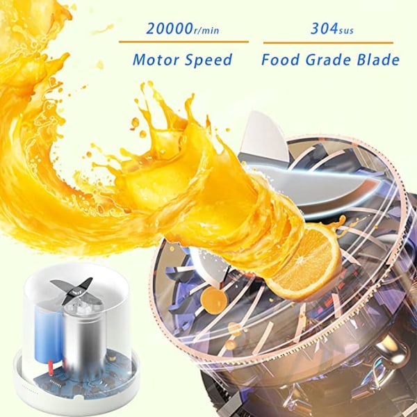 (Rosa farge)Bærbar fersk juice mini blender vannflaske, ledning