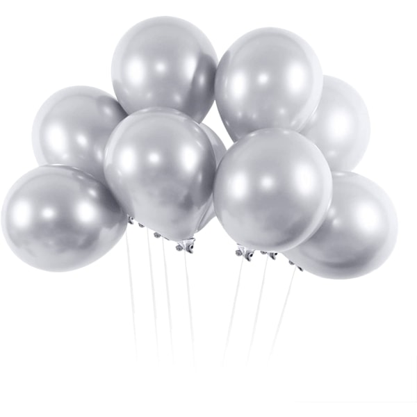 50 delar silverballong, födelsedagsballonger, metallballonger, 12
