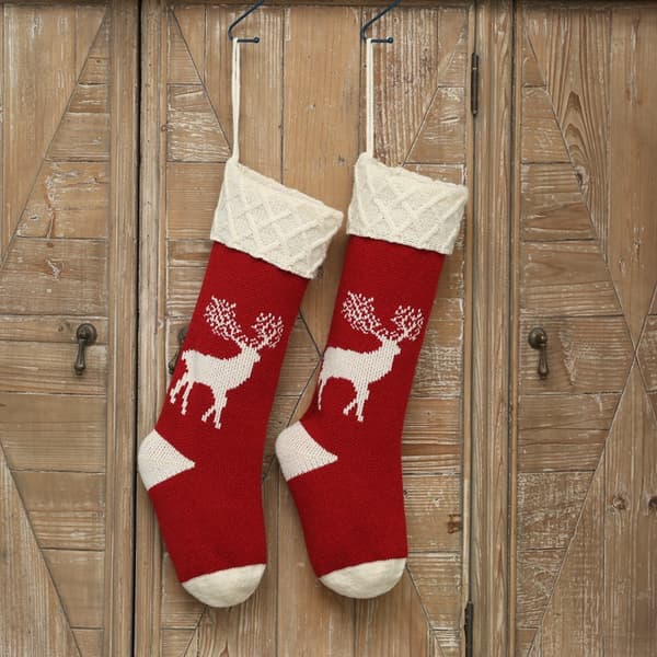4-delt strikket julegavepose til julepynt