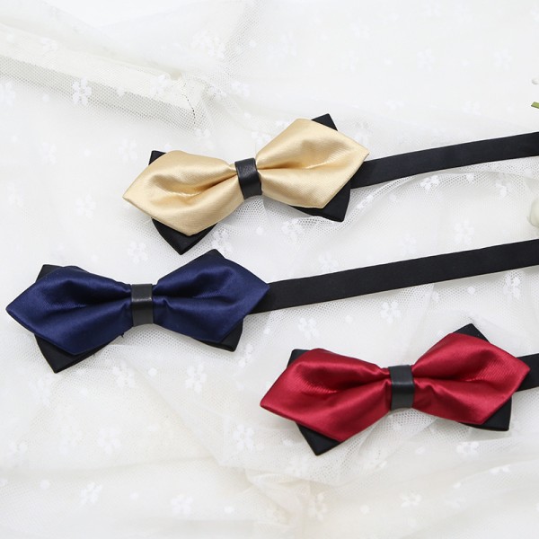 7-piece wedding pointy double layer bow tie Korean fashion b