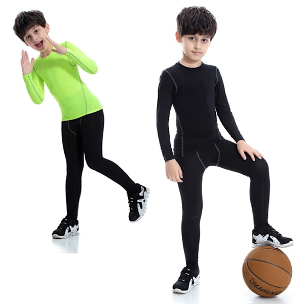 Svarta 140 snabbfintorkande sportleggings för pojkar och flickor