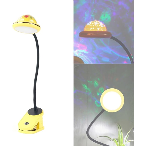 LED Clip-On-lampa för barn, gul, USB uppladdningsbar läslampa