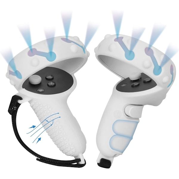 (Hvit) Oculus Quest 2 Touch Controller Full Silicone Protective
