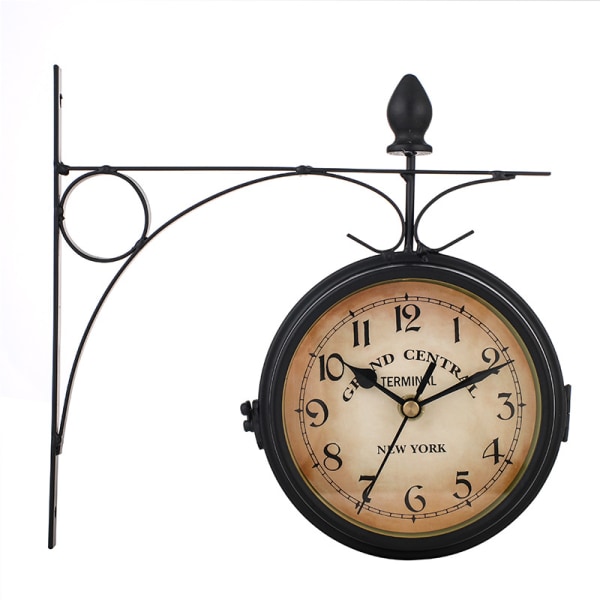 Sort moderne veggklokke Dobbeltsidig klokke med stativ, 21,5 cm, R